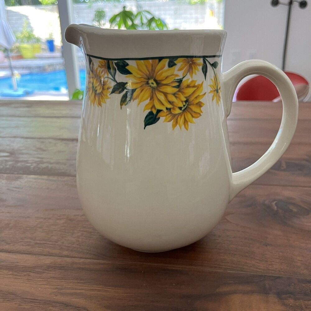 Vintage Thomson Pottery Sunflower Pitcher 64 oz